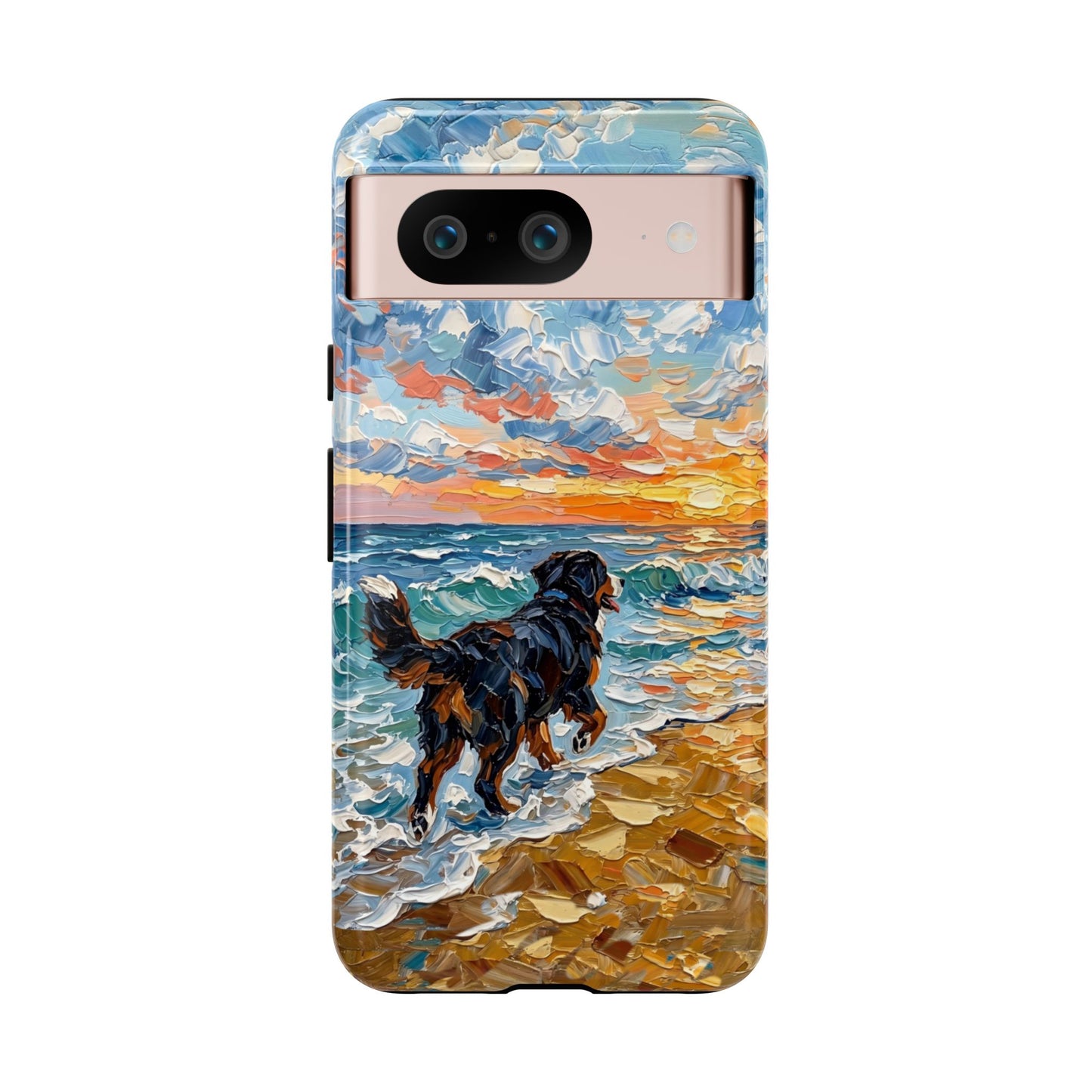 Bernese Mountain Dog Running on the Beach Art Phone Case