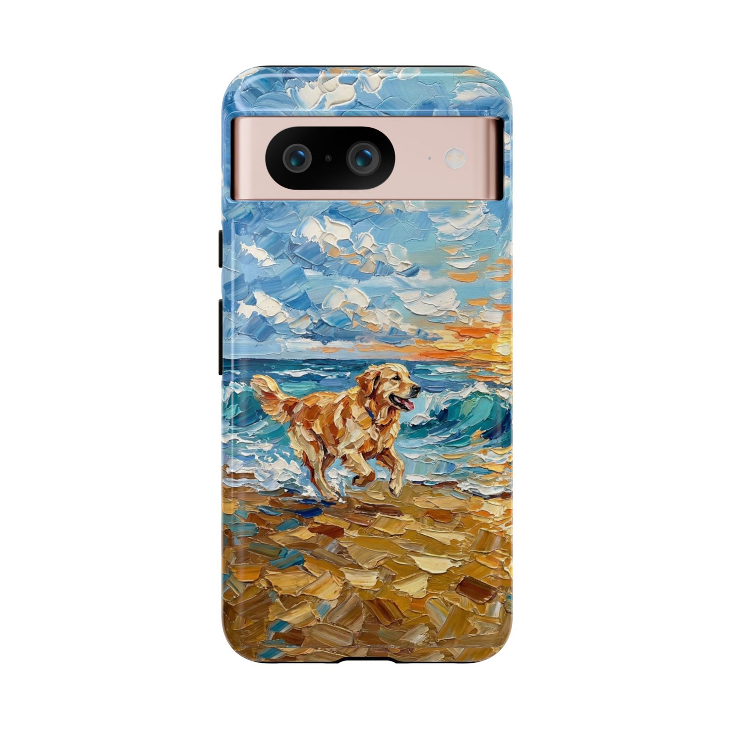 Golden Retriever Running on the Beach Art Phone Case
