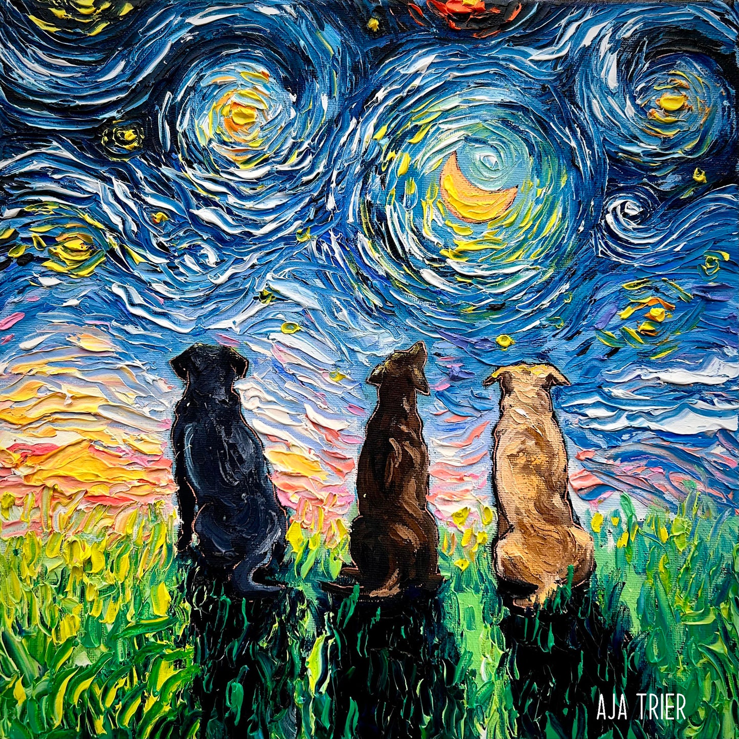 Star Gazers, 12x12 inches oil on canvas