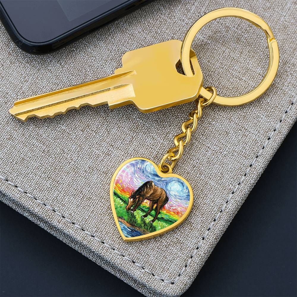 Meadow Starry Night Heart Keychain