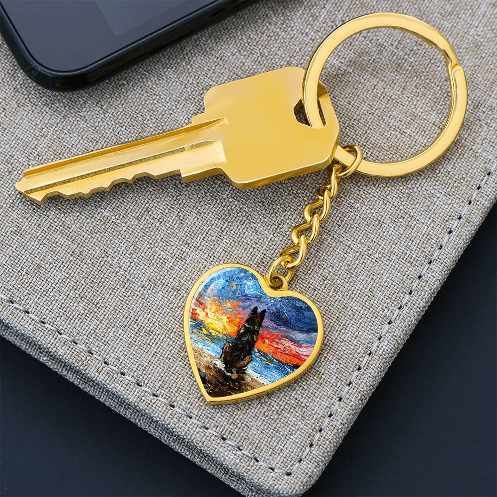 Beach Days - German Shepherd Heart Keychain