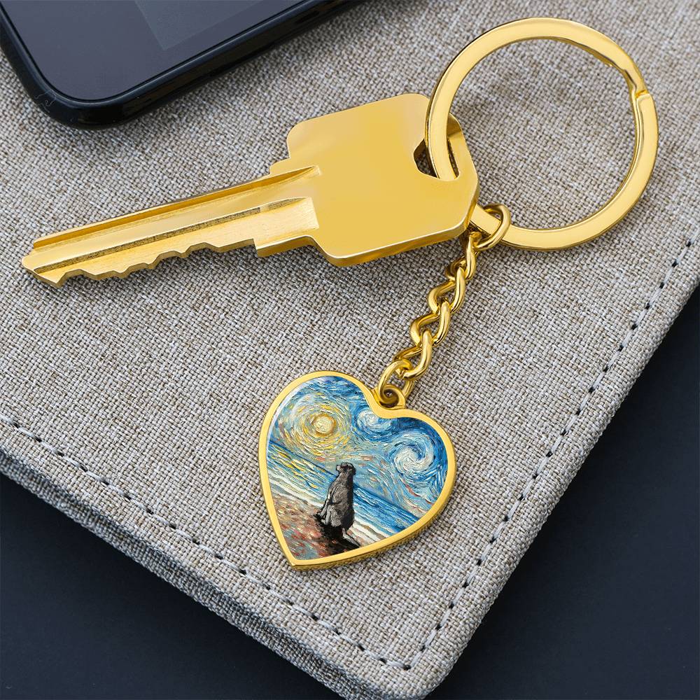 Beach Days, Silver Labrador Heart Keychain