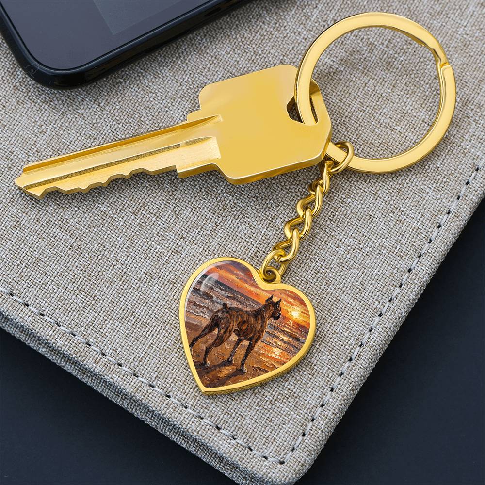 Beach Days - Brindle Boxer Heart Keychain