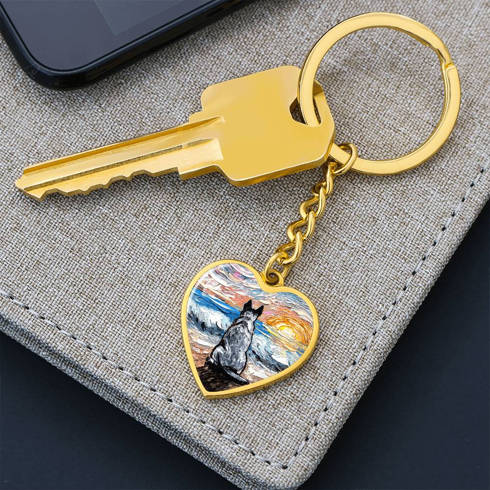 Beach Days, Blue Heeler Heart Keychain