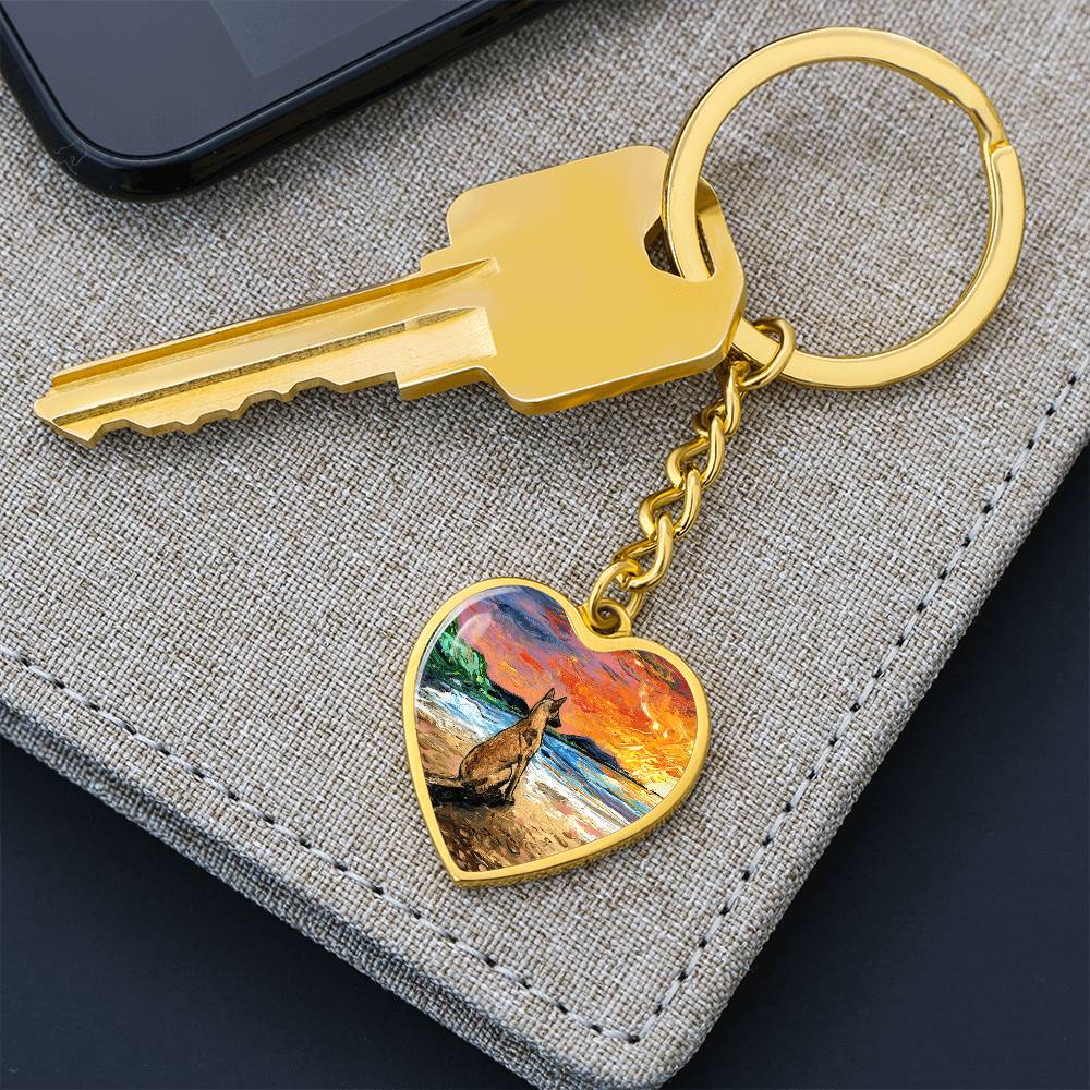 Beach Days - Belgian Malinois Heart Keychain