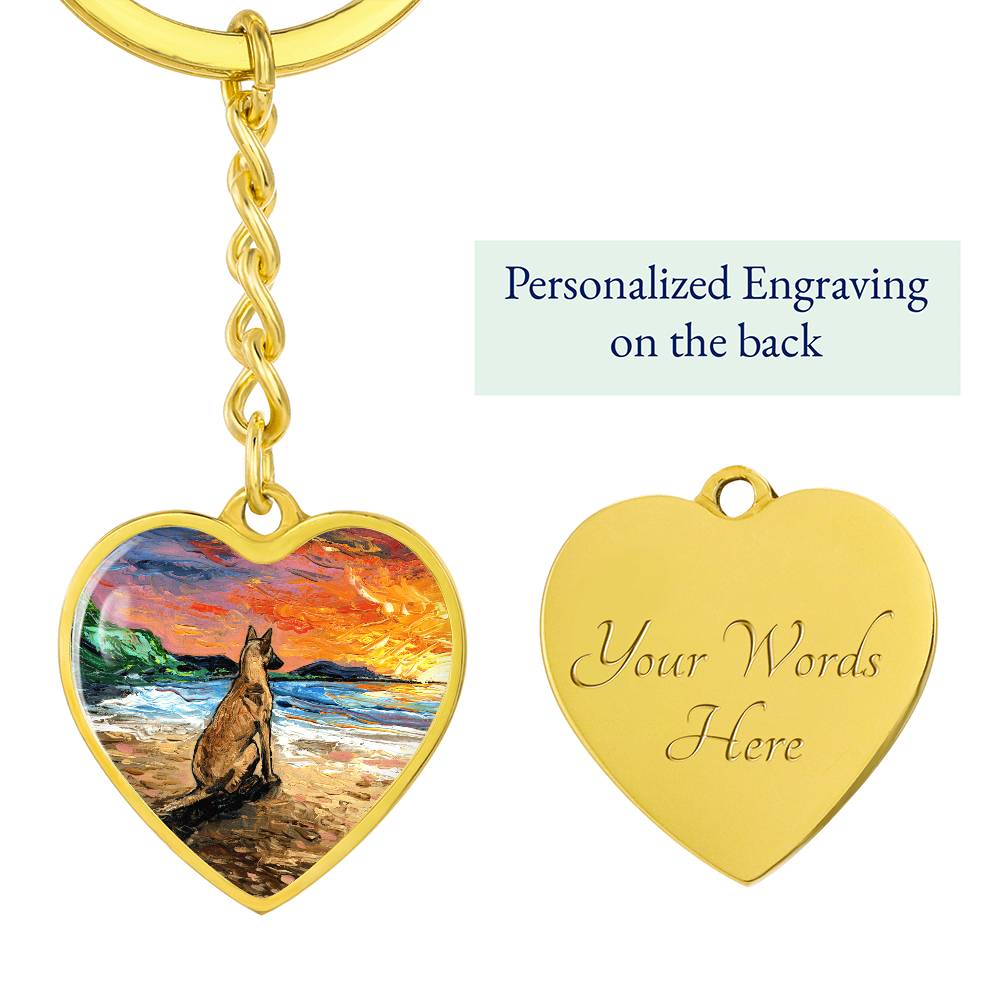 Beach Days - Belgian Malinois Heart Keychain