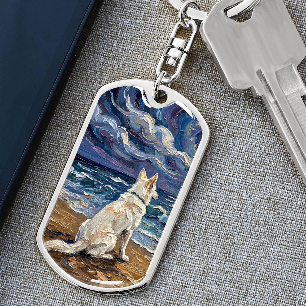 Beach Nights - Swiss Shepherd Dog Tag Keychain