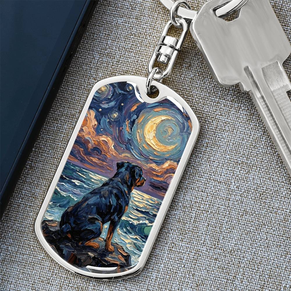 Beach Nights - Rottweiler Dog Tag Keychain