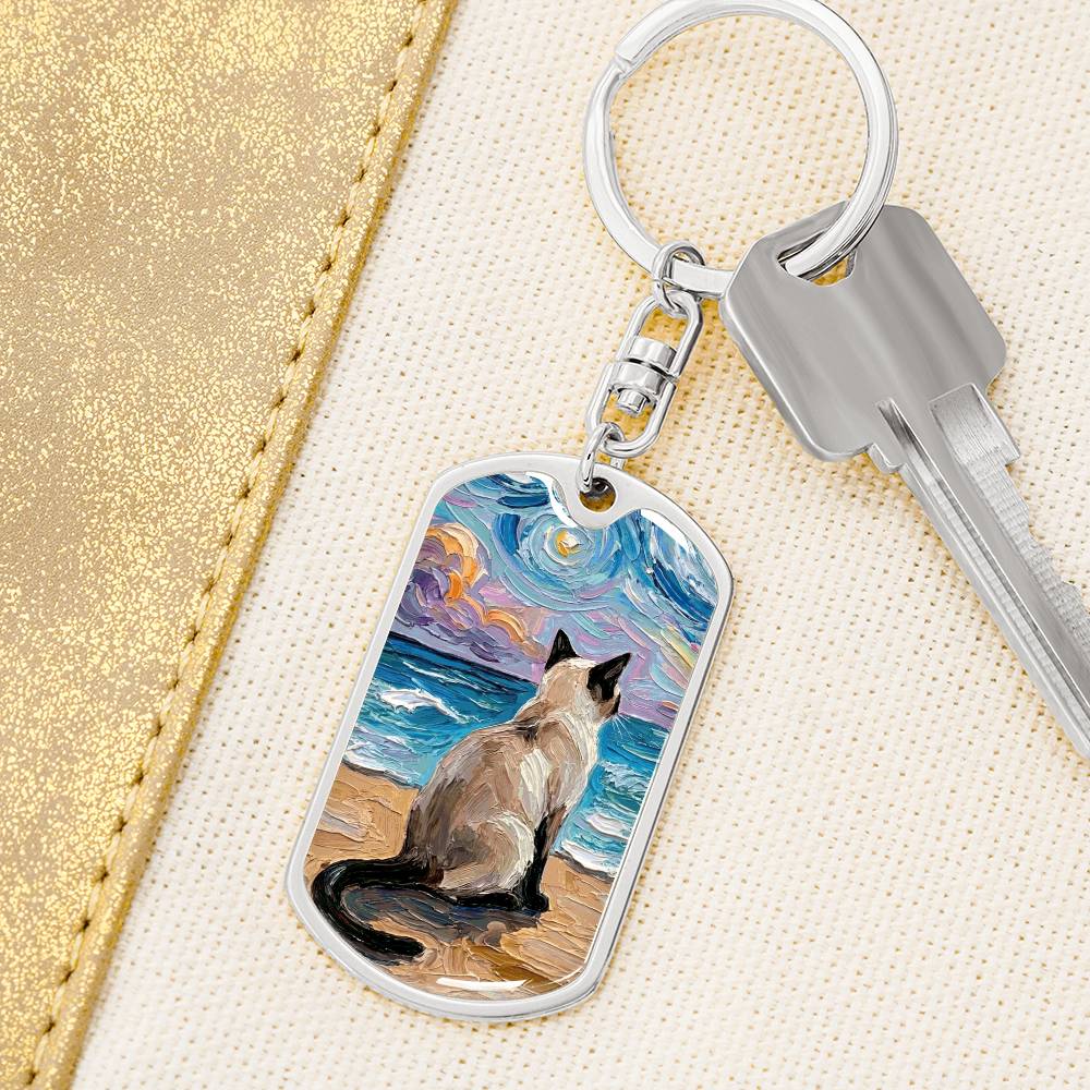 Beach Nights - Siamese Dog Tag Keychain