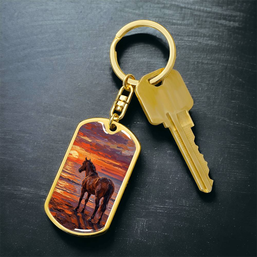Sunset - Chocolate Mare Dog Tag Keychain