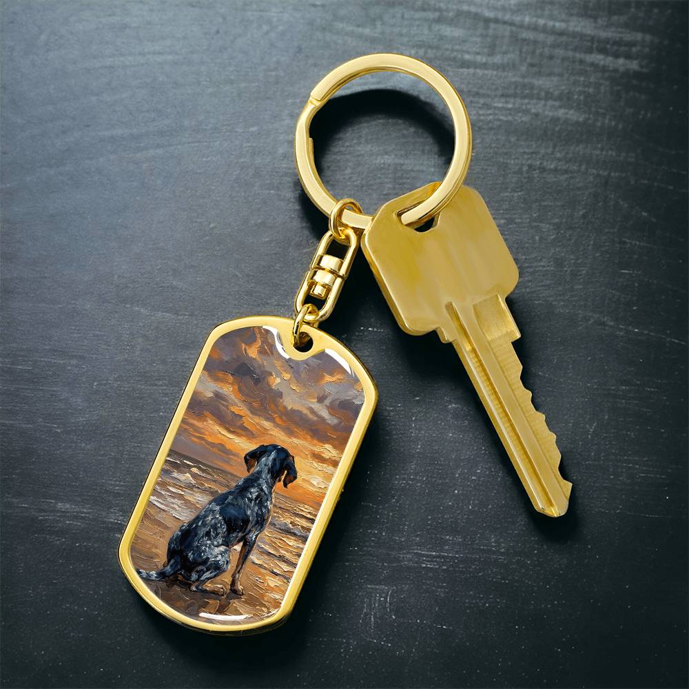 Beach Days - Blue Tick Coonhound Dog Tag Keychain