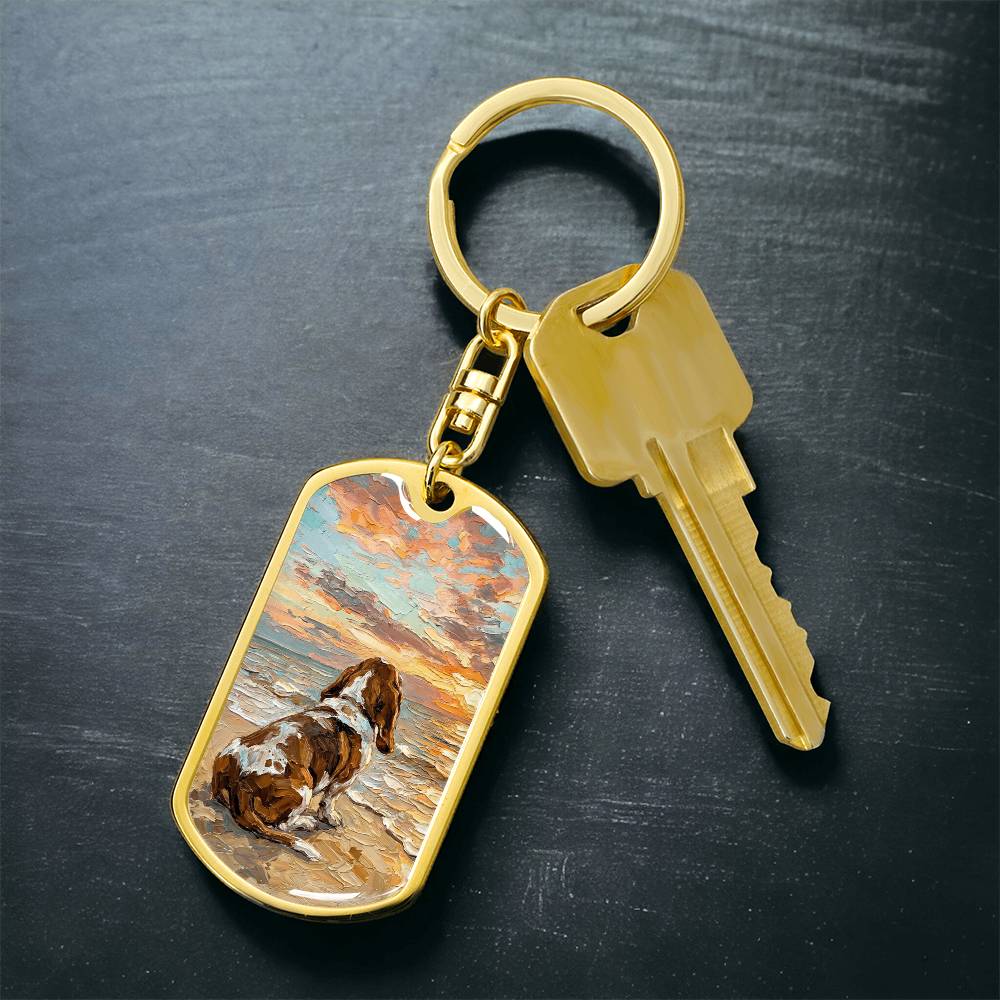 Beach Days - Basset Hound Dog Tag Keychain