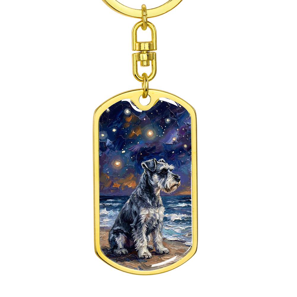 Beach Night - Schnauzer Dog Tag Keychain