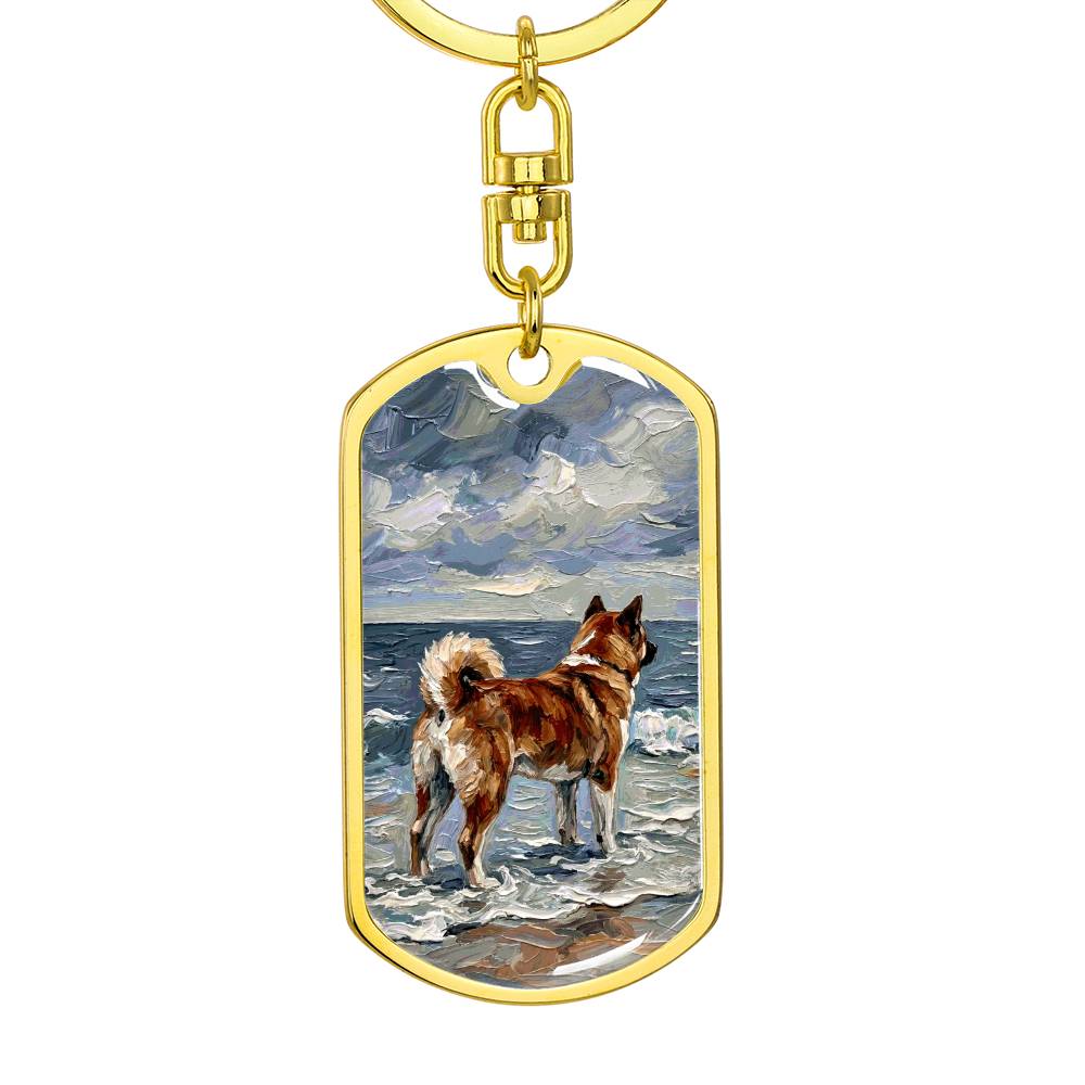 Beach Day - Akita Inu Dog Tag Keychain