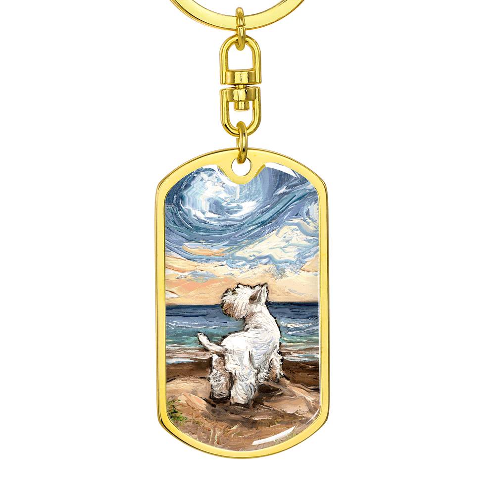 Beach Days - Westie Dog Tag Keychain