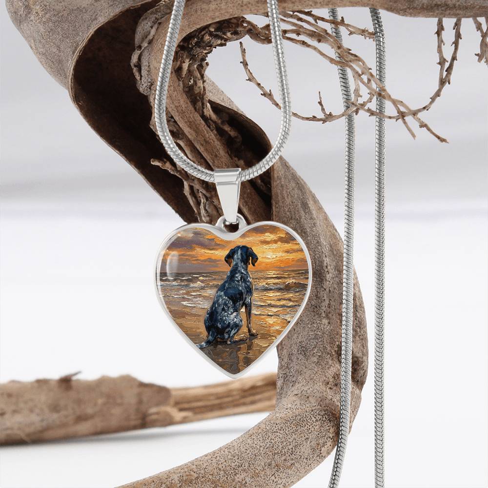 Beach Days - Blue Tick Coonhound Heart Necklace
