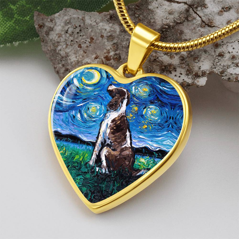 English Springer Spaniel Starry Night Heart Necklace