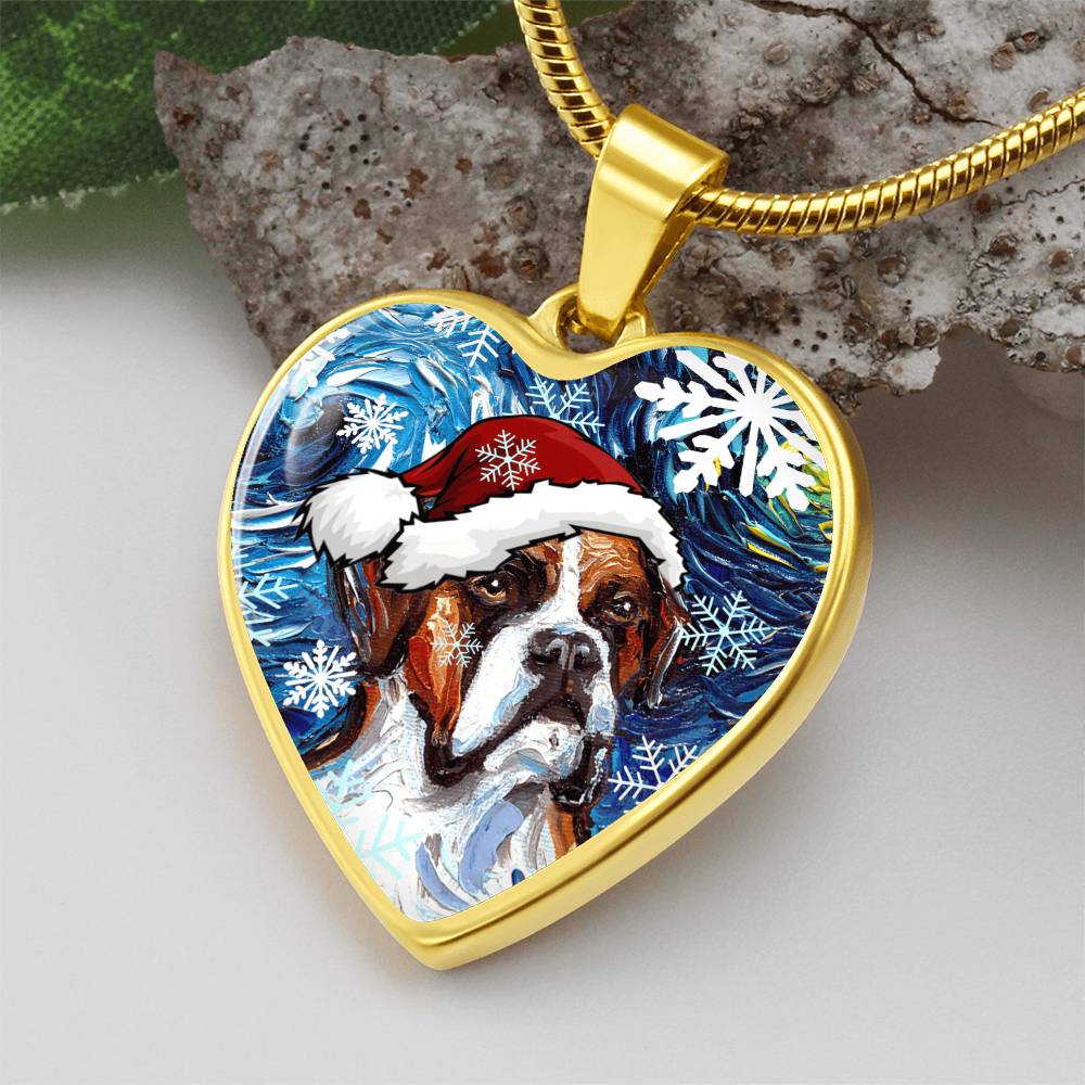 Boxer Christmas Heart Necklace