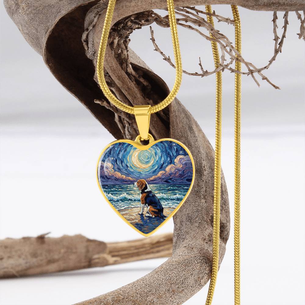 Beach Night - Beagle Heart Necklace