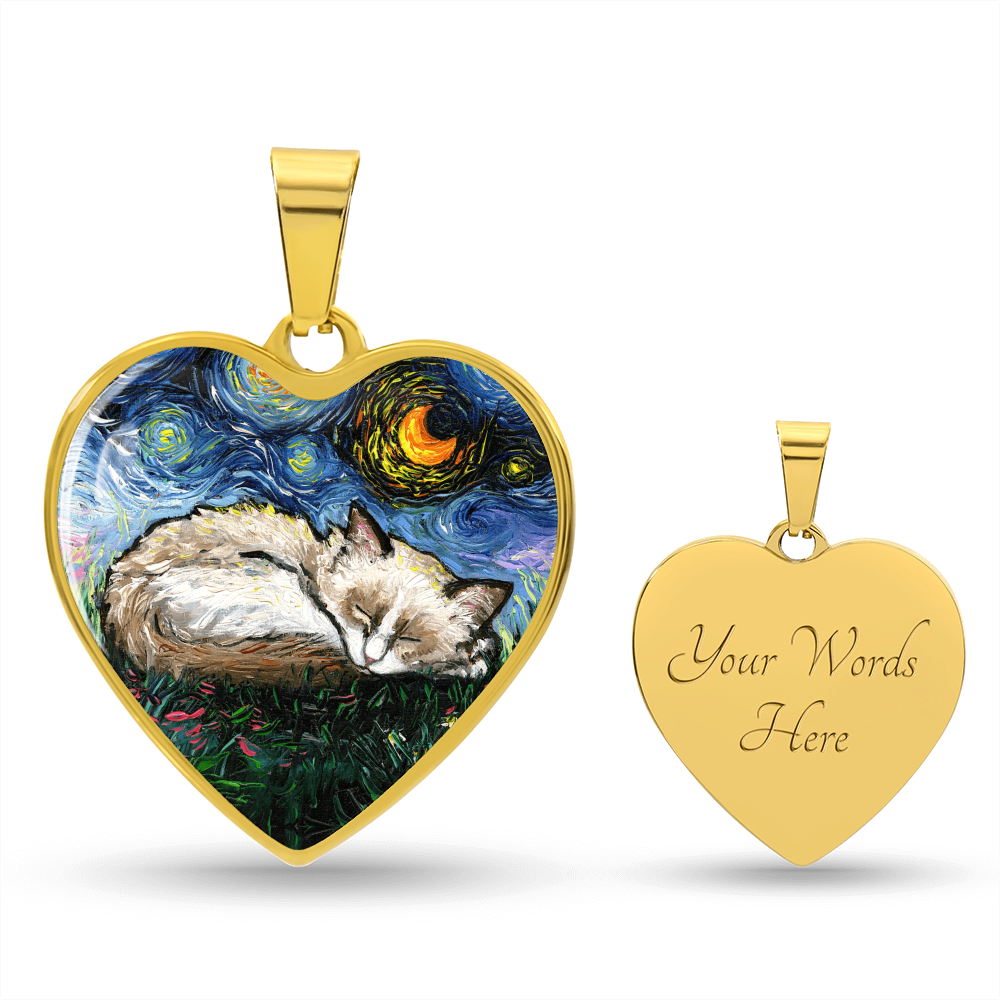 Ragdoll Kitten Starry Night Heart Necklace
