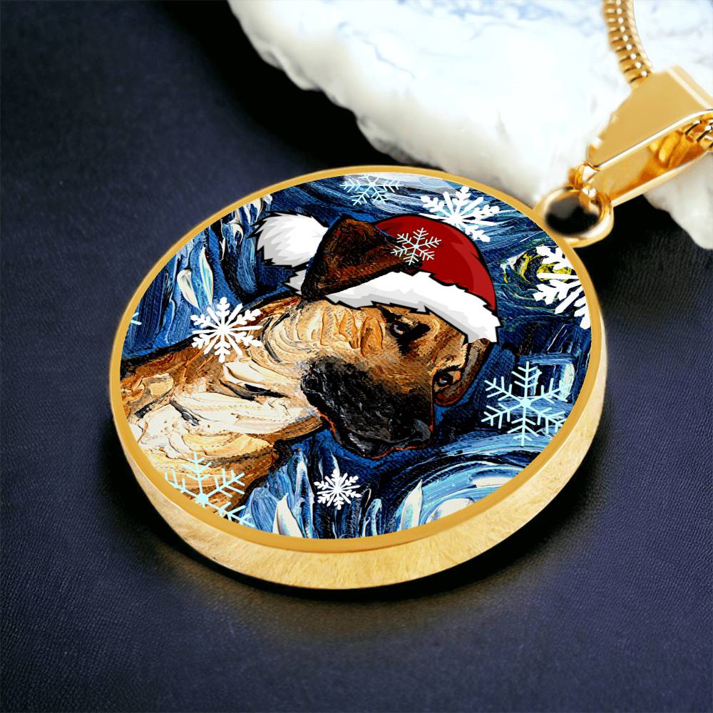 Santa Black Mouth Curr Starry Night Round Necklace