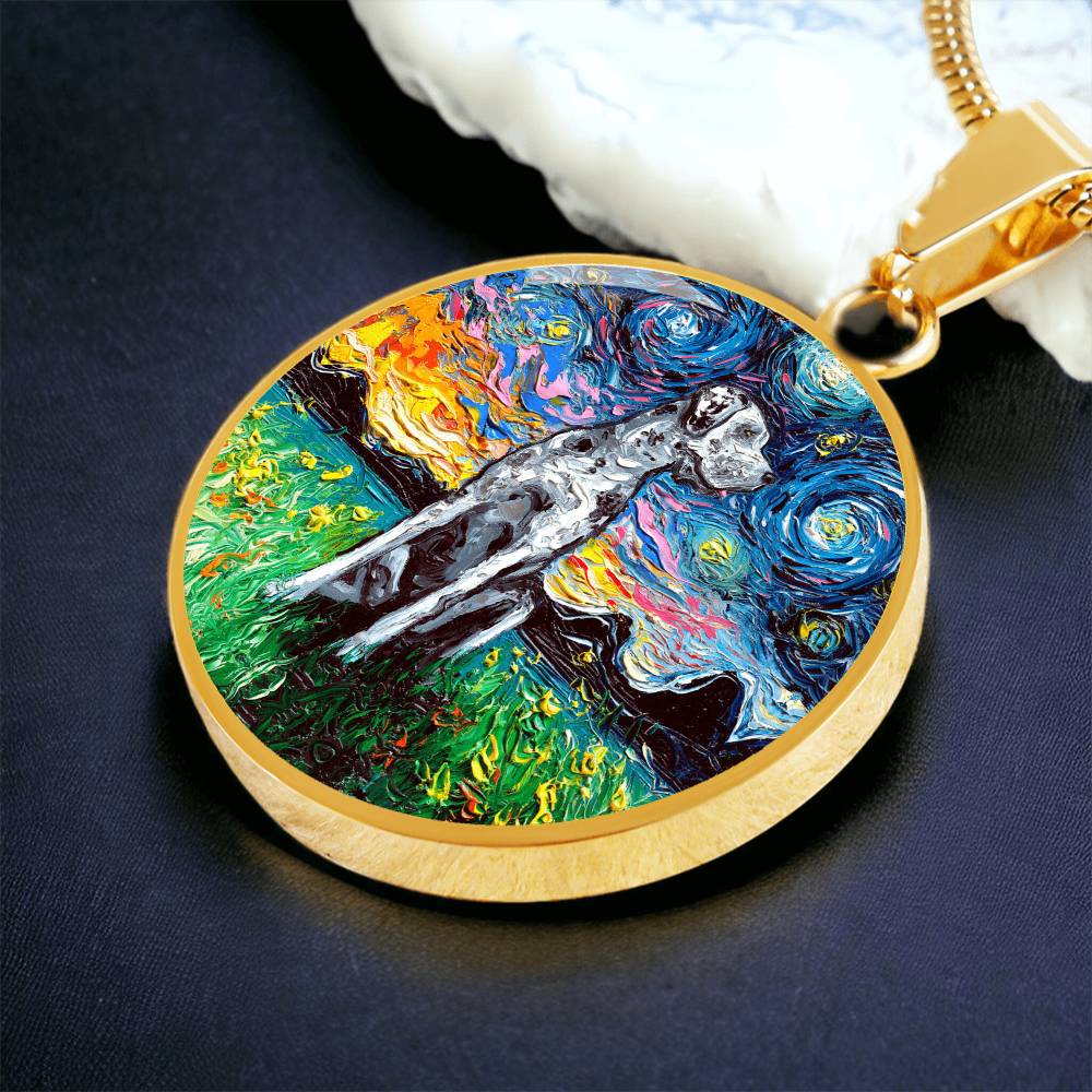Merle Great Dane Starry Night Round Necklace