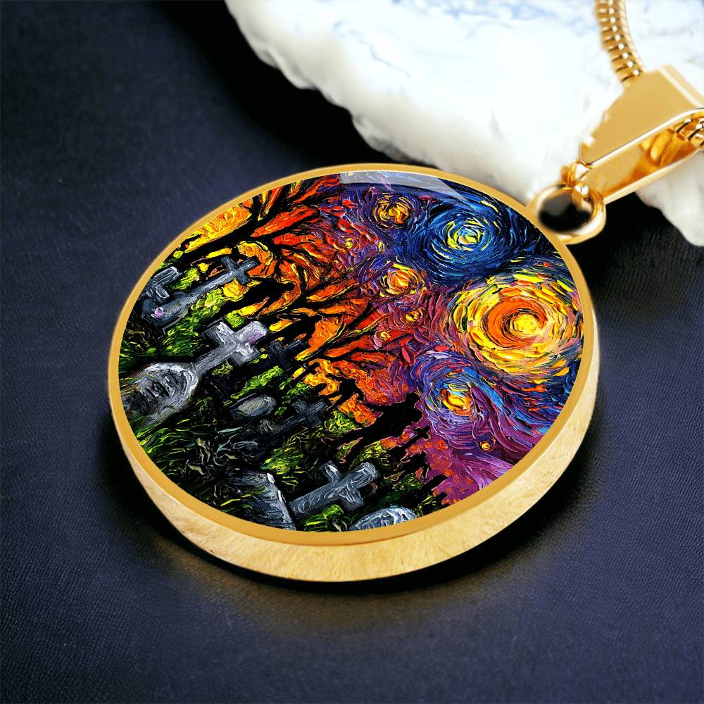 Starry Night of the Living Dead Round Necklace
