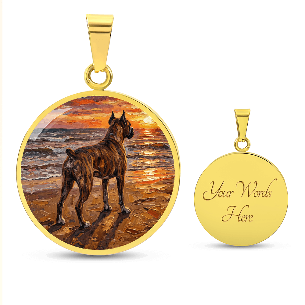 Beach Day - Brindle Boxer Round Necklace