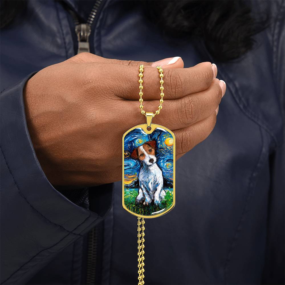 Jack Russell Starry Night Dog Tag Necklace