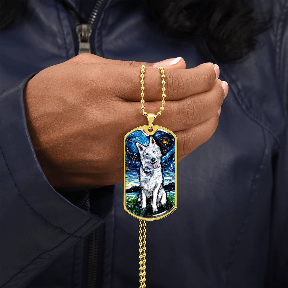 Swiss Shepherd Starry Night Dog Tag Necklace