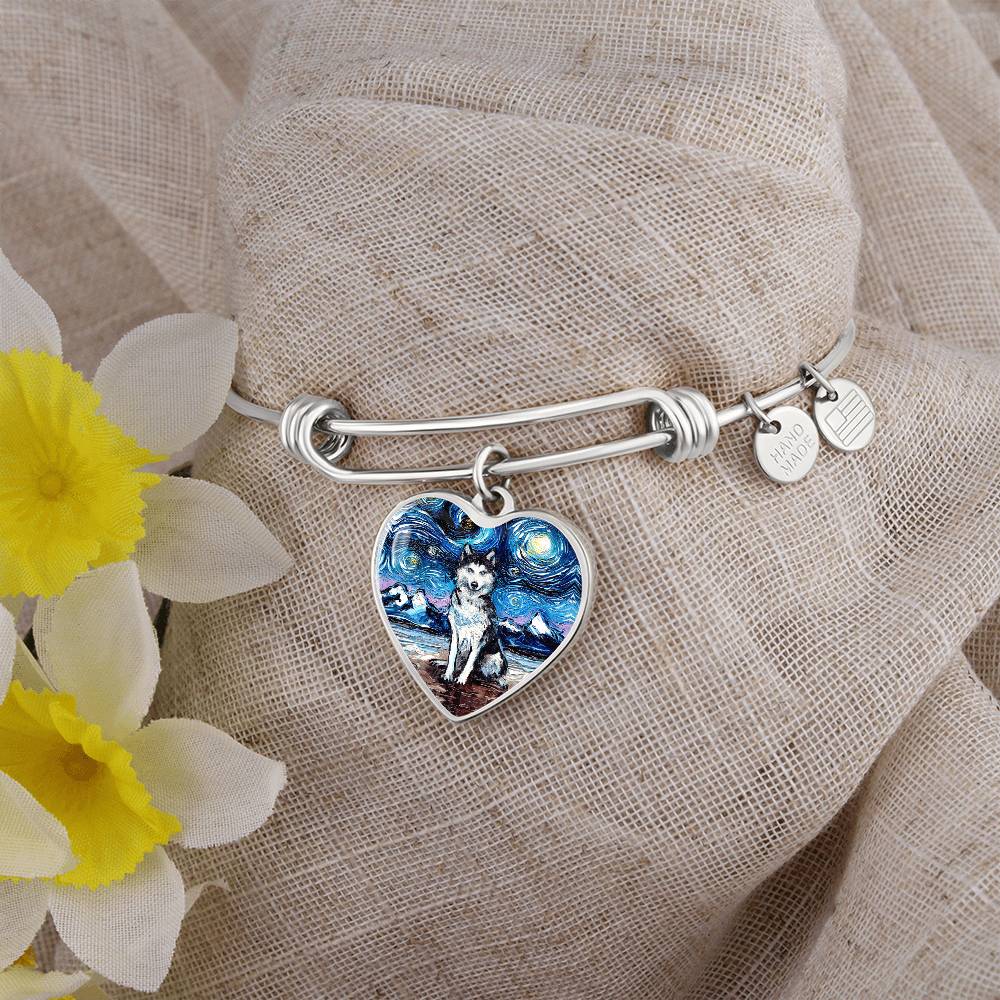 Husky Starry Night Heart Bangle