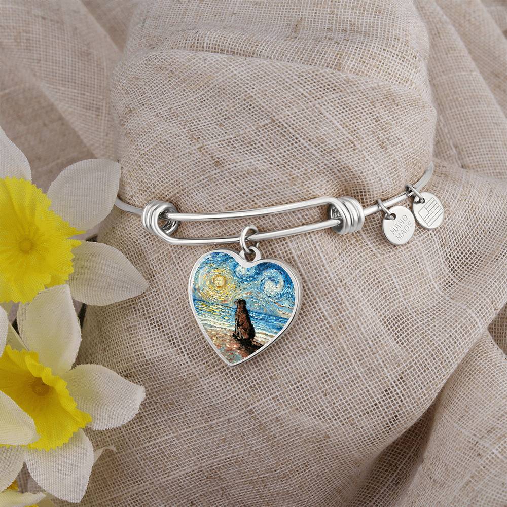 Beach Days - Chocolate Labrador Starry Night Heart Bangle