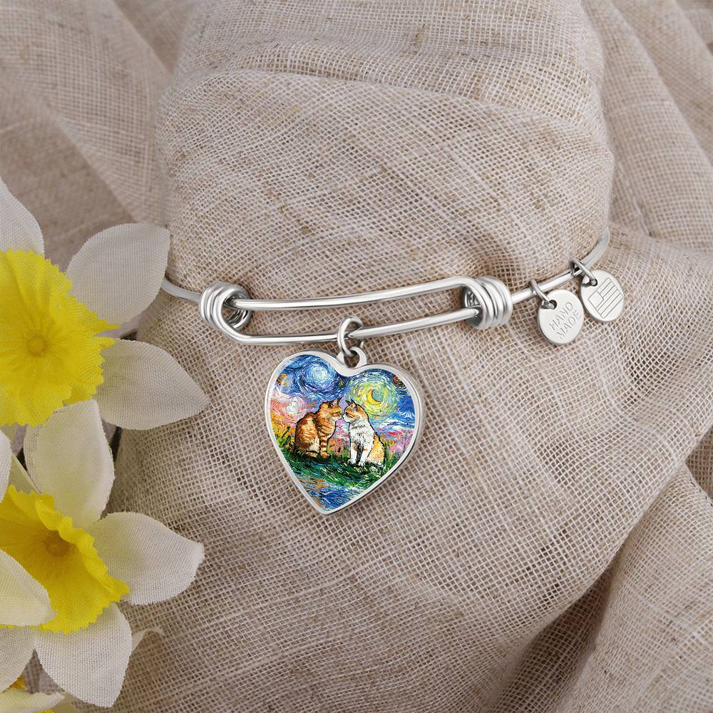 Cherished Starry Night Heart Bangle Bracelet