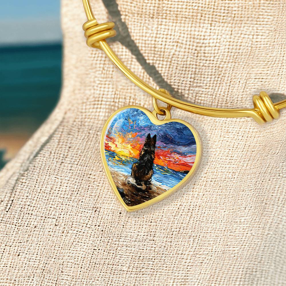 Beach Days - German Shepherd Heart Bangle Bracelet