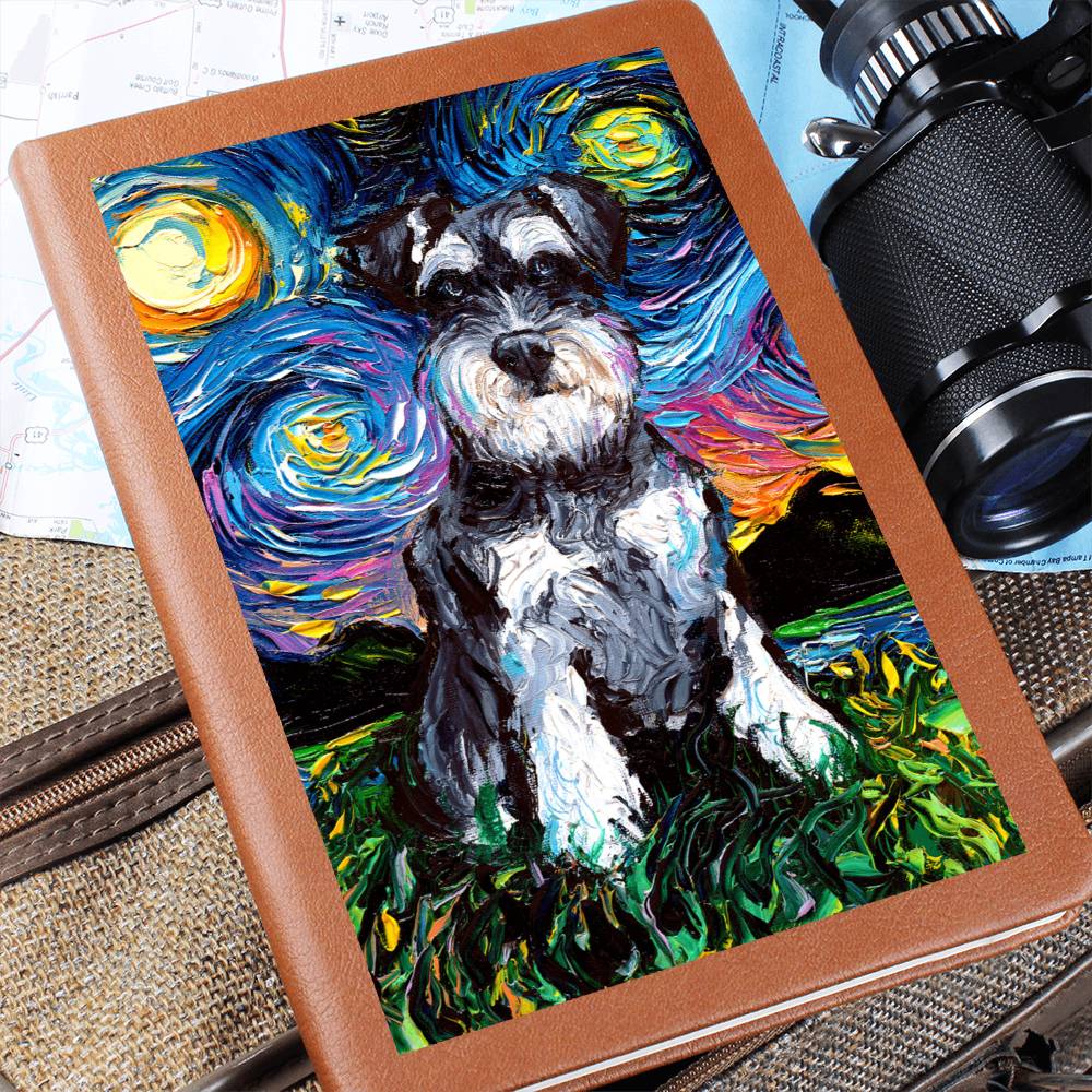 Schnauzer Starry Night Leather Journal