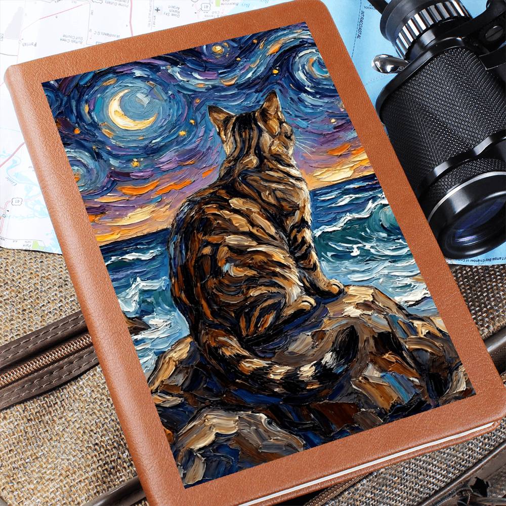 Beach Nights - Brown Tabby Leather Journal
