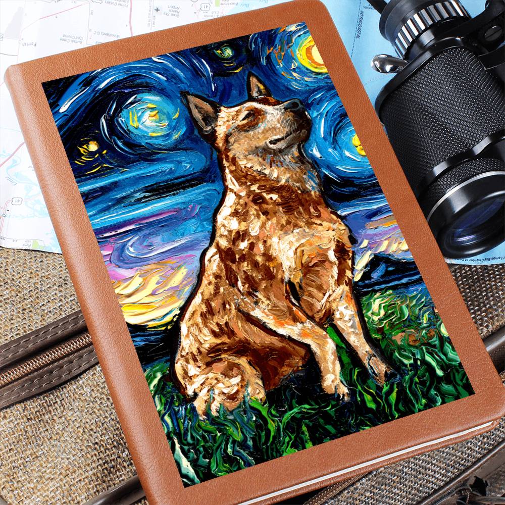 Red Heeler Starry Night Leather Journal