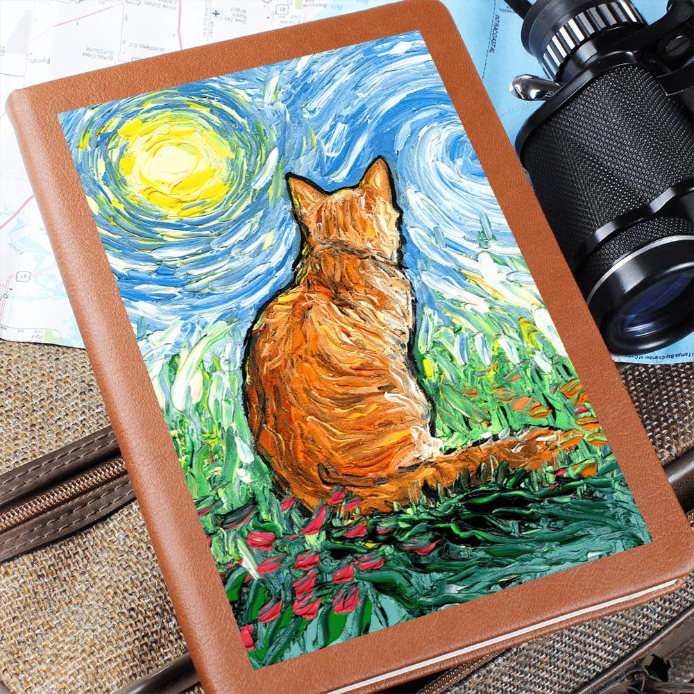 Orange Tabby Spring Morning Leather Journal