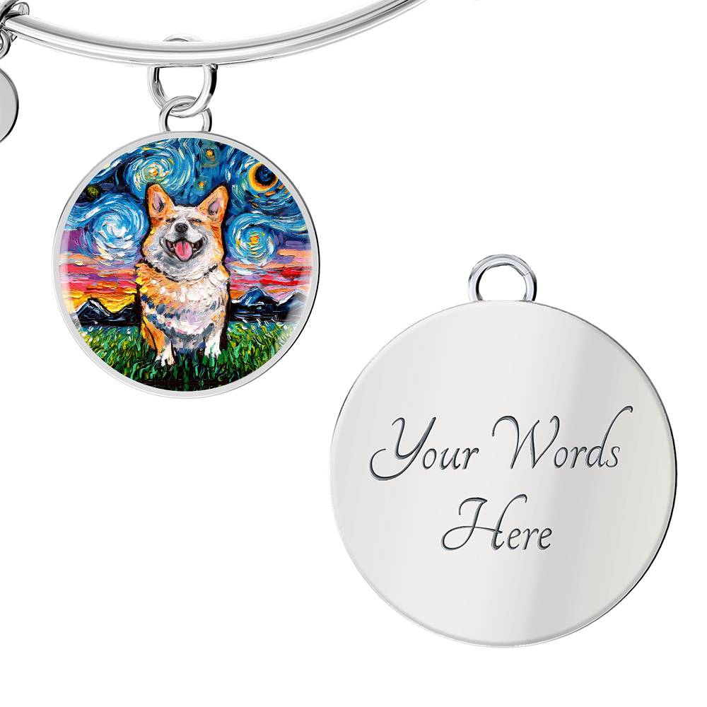 Smiling Corgi Round Charm Bracelet