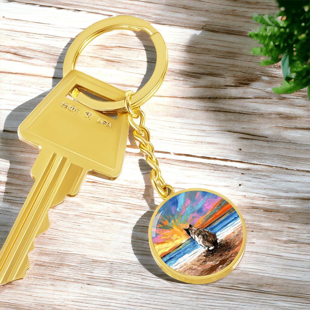 Beach Days - Snowshoe Cat Round Keychain