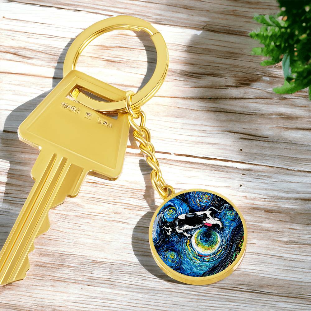 The Cow Jumped Over The Moon Round Keychain