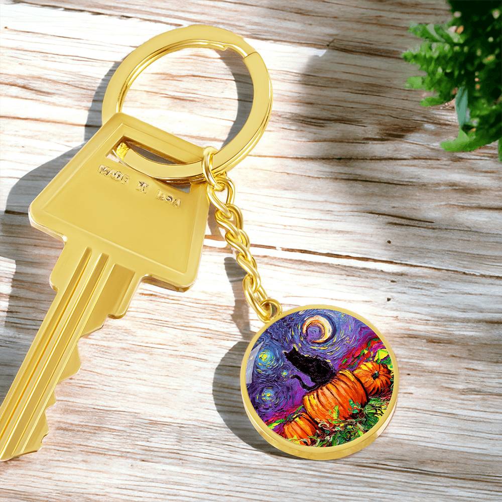Starry Hallow's Eve Round Keychain