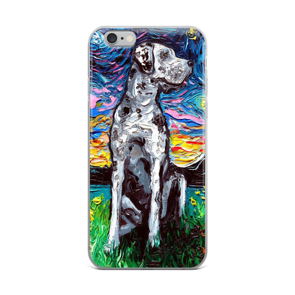 Merle Great Dane Night iPhone Case Dog lover phone case protector art by Aja