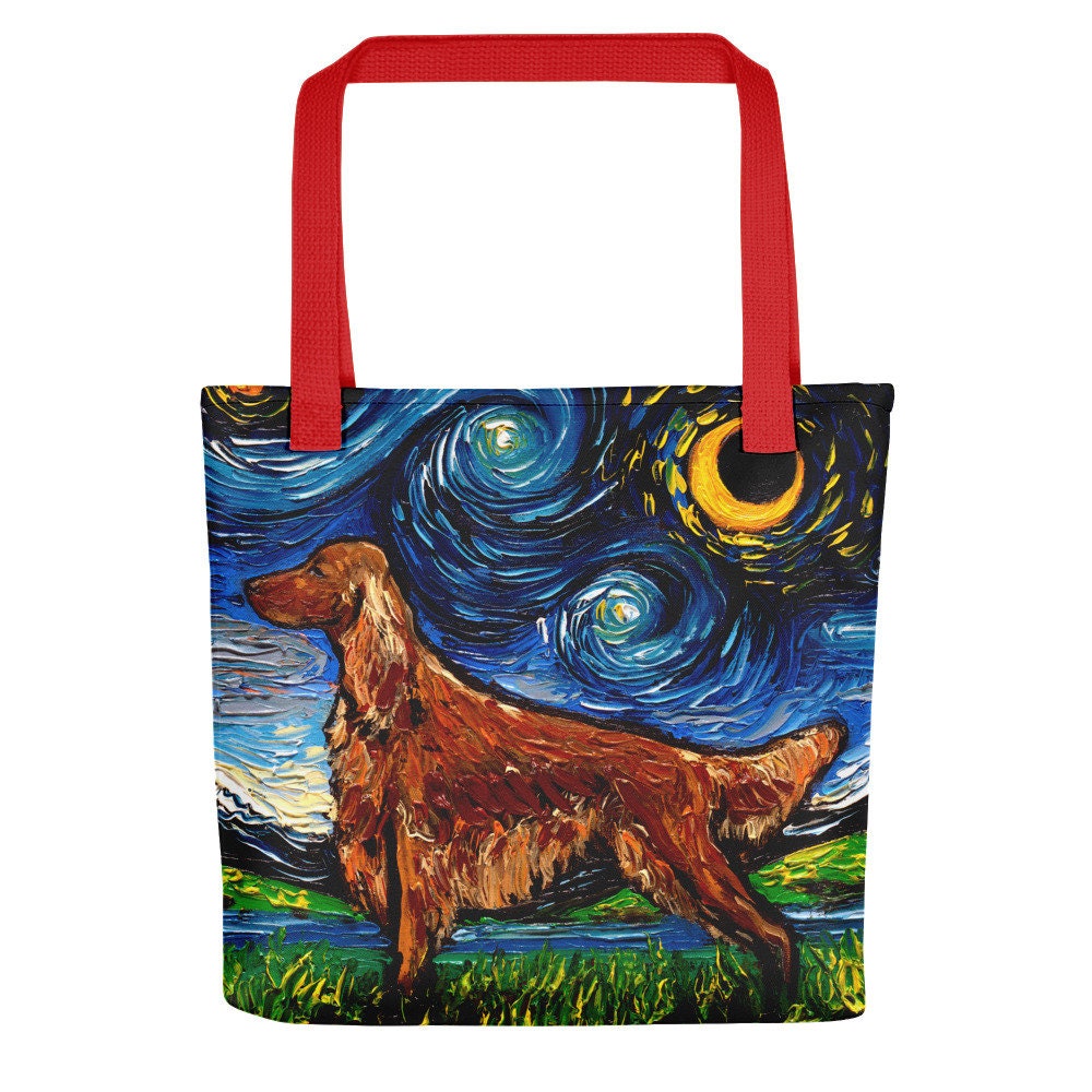 Irish Setter Dog Starry Night Tote bag handbag artwork by Aja lover gift Gym Bag Grocery Bag Purse Printed both sides