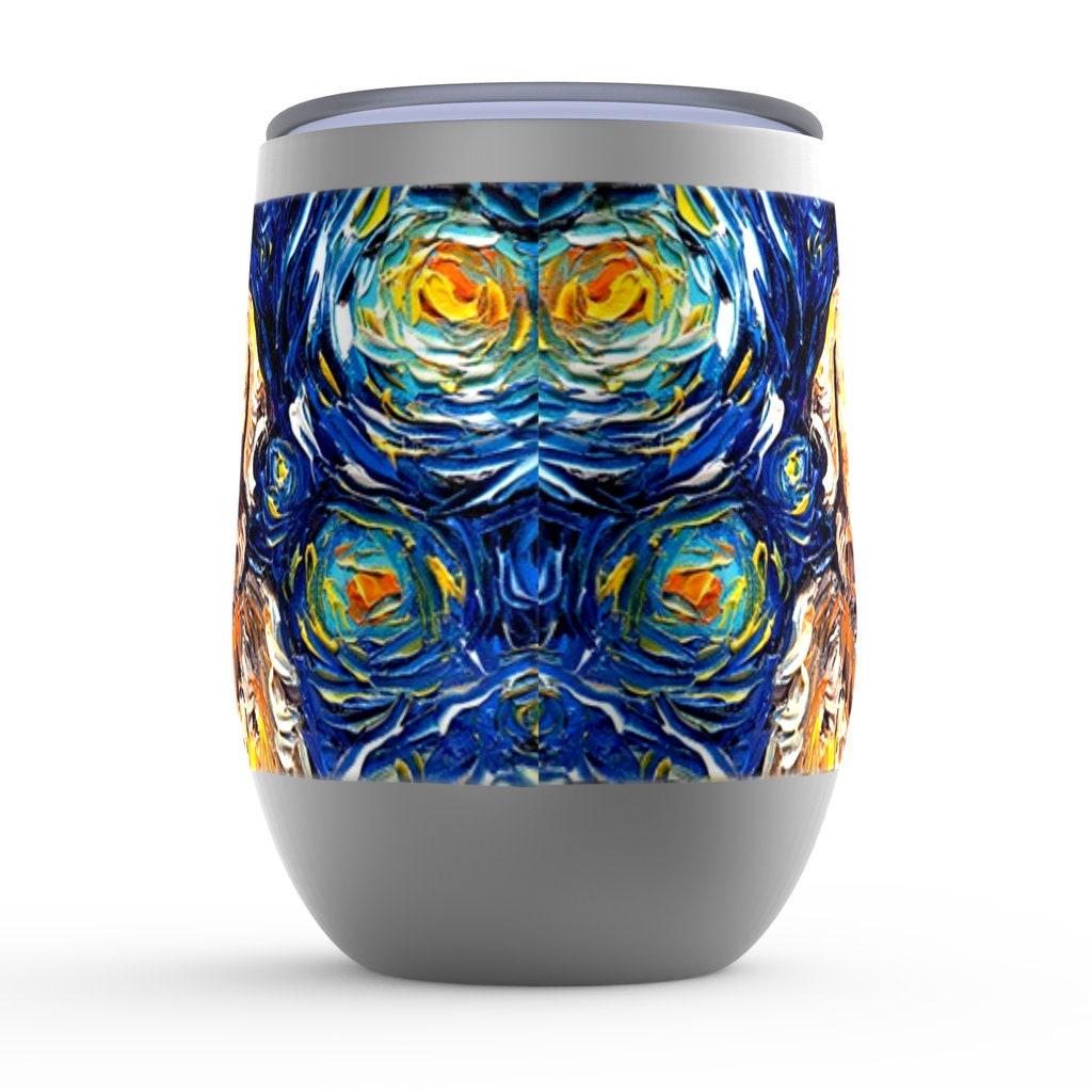 Golden Retriever Starry Night Dog Stemless Wine Tumblers Cup With Lid Unique Gift Barware Wine Glass