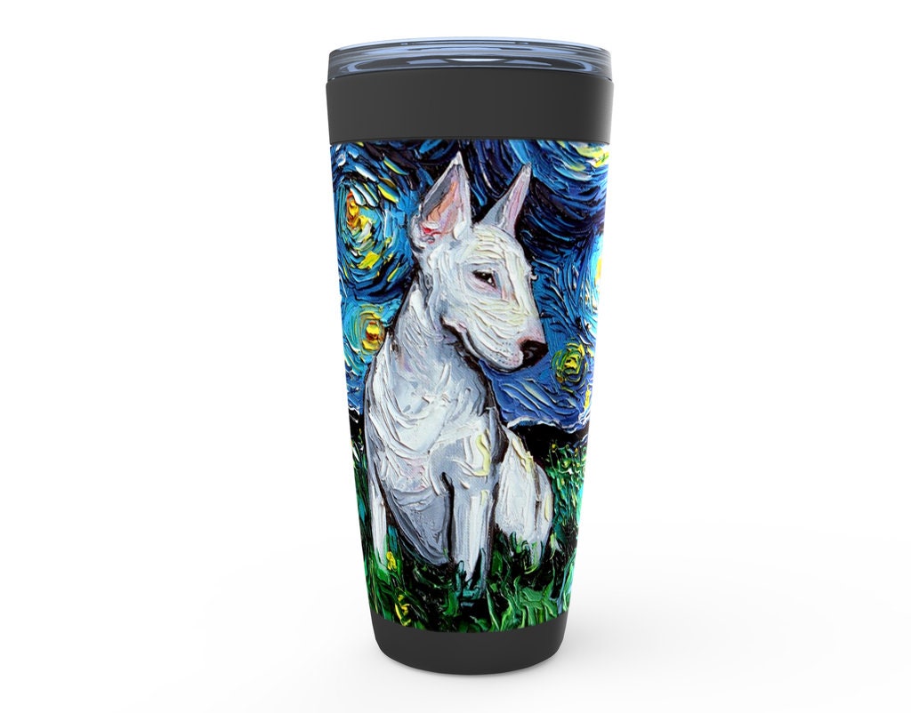 Bull Terrier Starry Night Dog Viking Tumbler Insulated Stainless Steel Drinkware Art By Aja Travel Mug