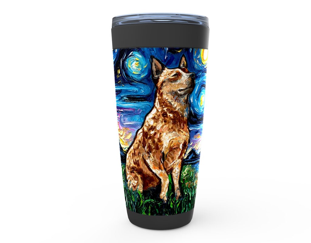 Red Heeler Starry Night Dog Viking Tumbler Insulated Stainless Steel Drinkware Art By Aja Travel Mug