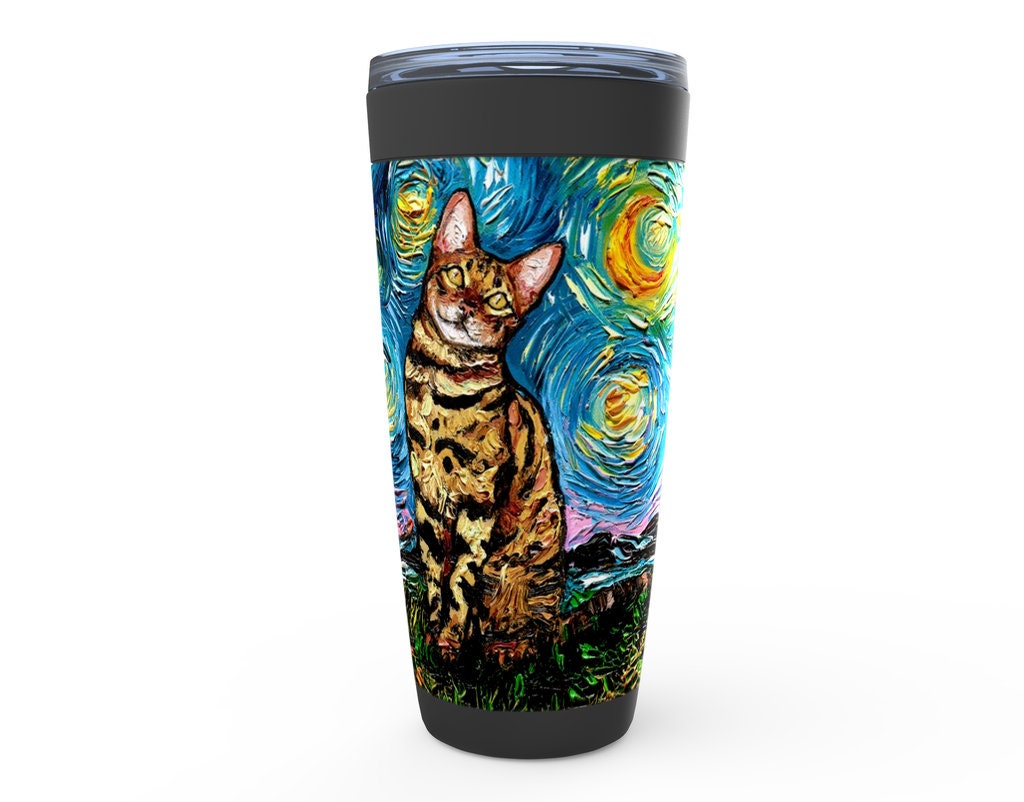 Bengal Cat Starry Night Viking Tumbler Insulated Stainless Steel Drinkware Art By Aja colorful animal travel mug