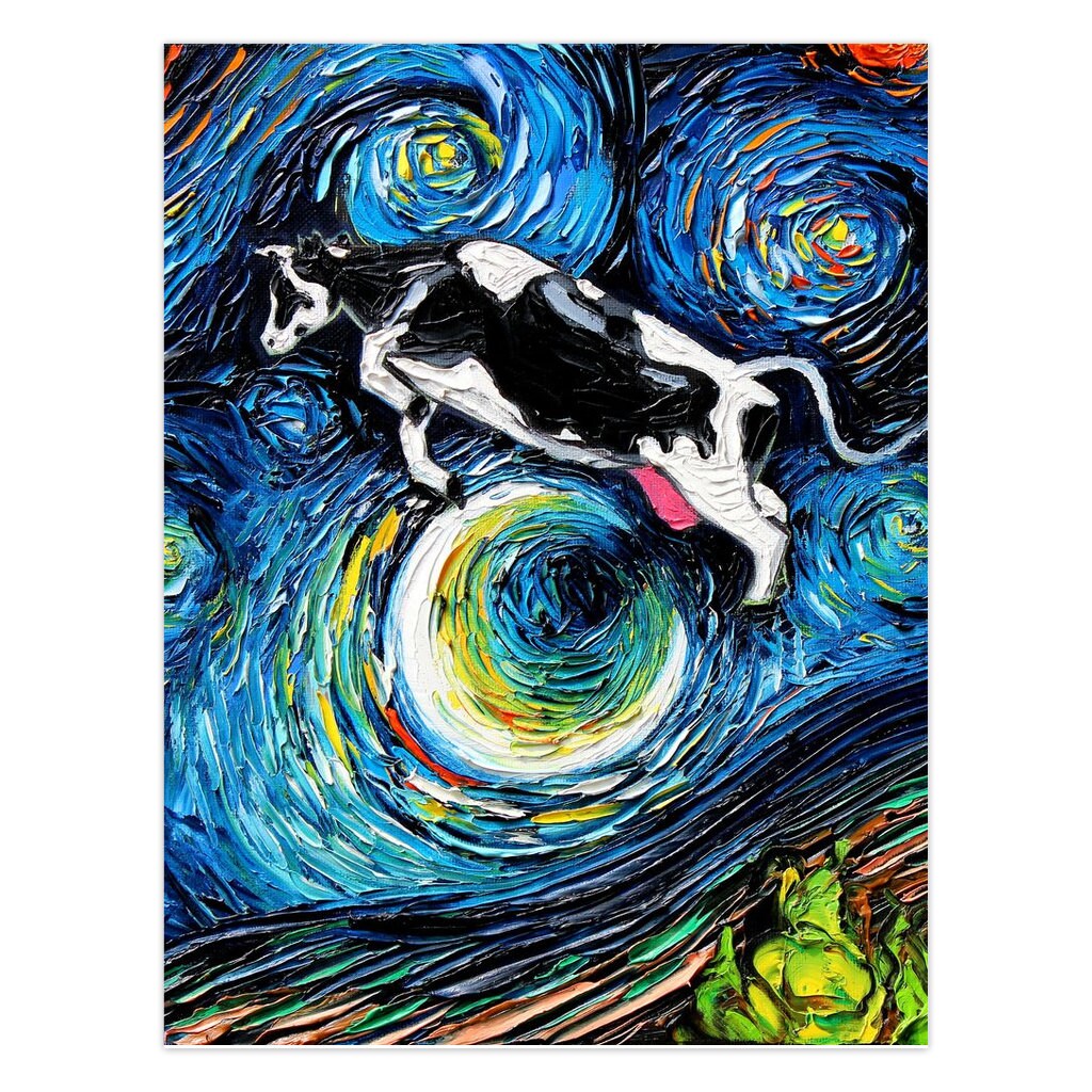 Folded Blank Greeting Cards The Cow Jumped Over The Moon Starry Night 4.25x5.5 Inches With Envelopes Stationary Packs Of 1510 Or 25