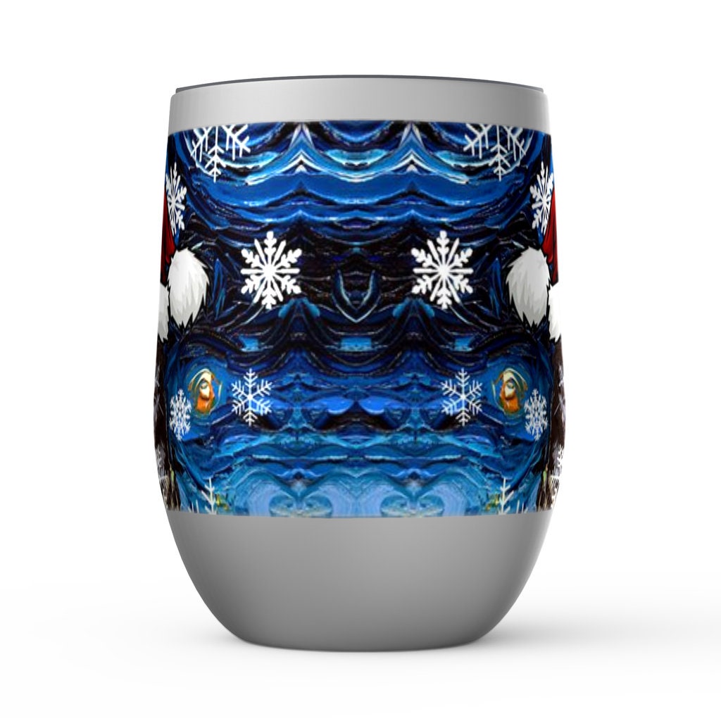 Stemless Wine Tumblers Tabby Santa Cat Starry Night Cup With Lid Christmas Gift Barware Wine Glass Home Goods Drinkware By Aja